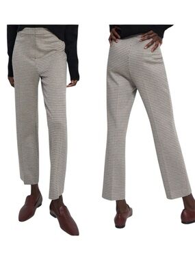 Theory Straight Pant in Houndstooth Eco Knit Multi Size 6 High Waist Cropped Leg